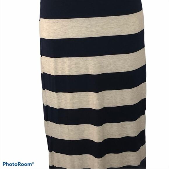 Anthropologie Thyme & Honey Striped Maxi Dress Small – Elegant Blue & Gray Maxi - Picture 5 of 13